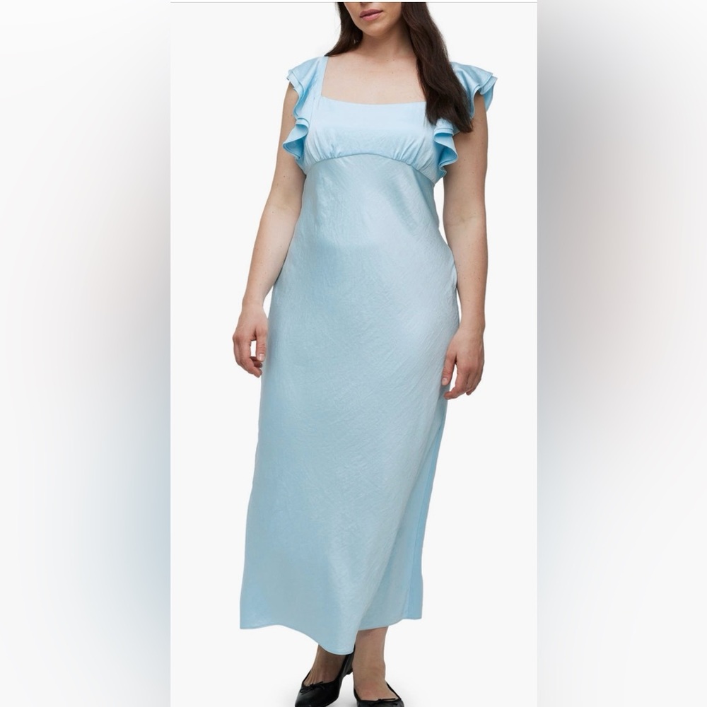 NWT Madewell Flutter Sleeve Romantic Fairycore Slip Maxi Blue Dress. Size 10.